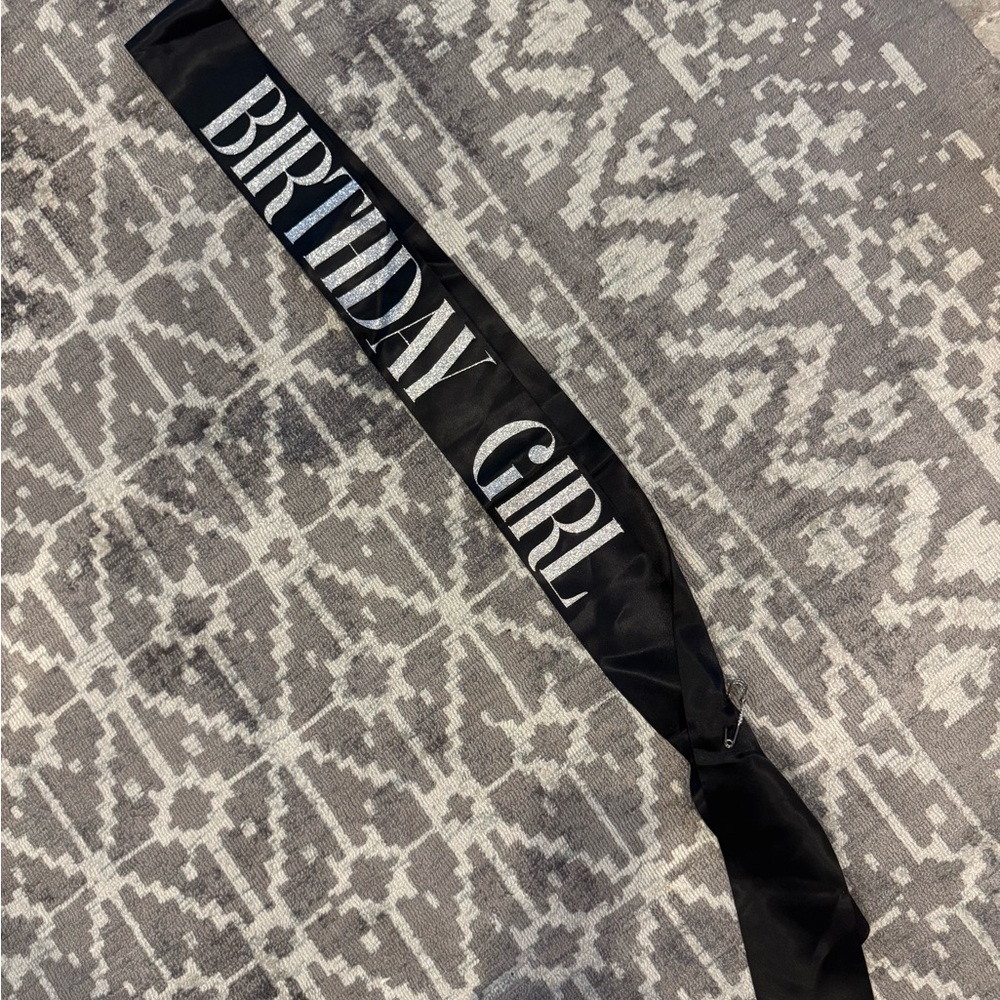 Birthday Girl Black Satin Sash with Silver Pin